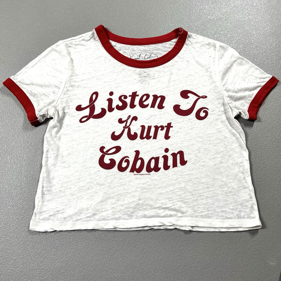 Listen To Kurt Cobain Ringer Crop Top Tee Size Med Forever 21 - Picture 1 of 8